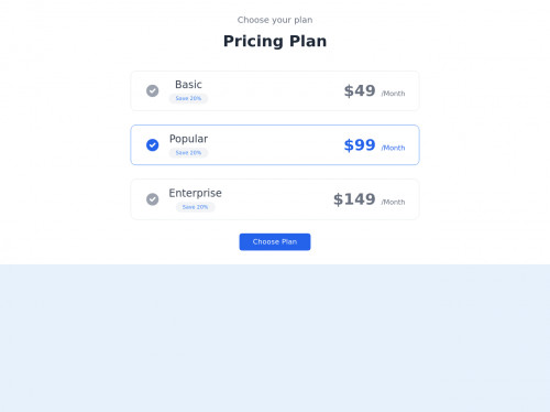 tailwind Pricing section checkbox select