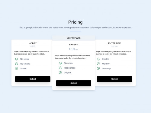 tailwind Pricing panel responsive