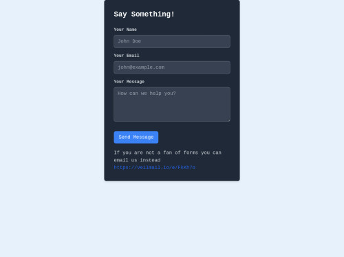tailwind Tailwind CSS contact form dark mode