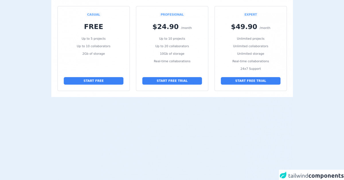 Simple Pricing section