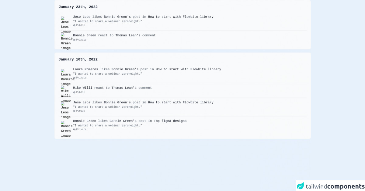 Tailwind CSS Grouped Timeline