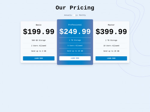 tailwind Pricing Table with JS Toggle