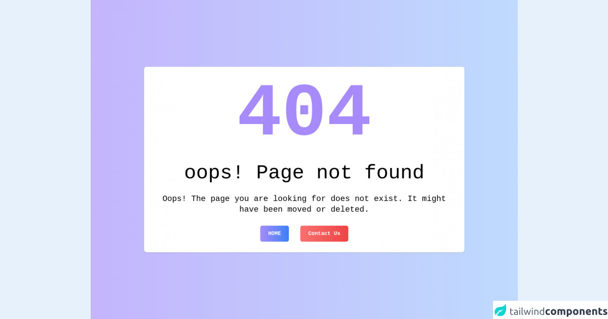 404 Error Page Design In Tailwind CSS