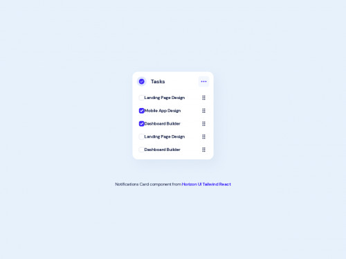 tailwind Tailwind CSS Task List Card - Horizon UI Tailwind