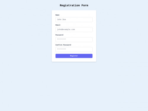tailwind Tailwind CSS Registration Form