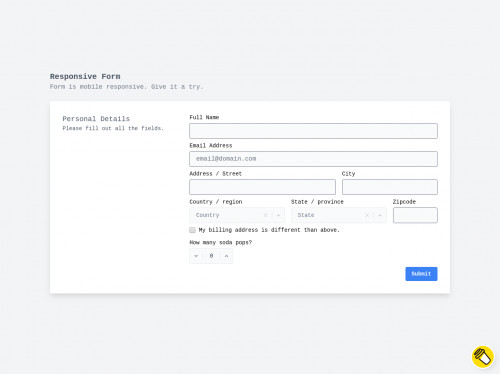 tailwind Tailwind CSS Responsive Form